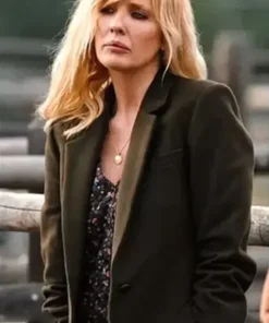 Kelly Reilly Yellowstone Season 04 Beth Dutton Wool Dark Olive Green Long Coat