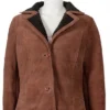 Kelsey Asbille TV Series Yellowstone Monica Dutton Womens Suede Leather Brown Fur Collar Coat For Sale