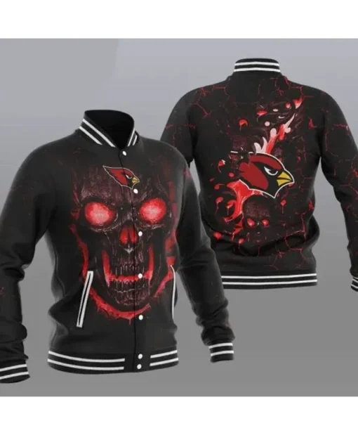 Kelvin Arizona Cardinals Fire Skull Black Baseball Jacket