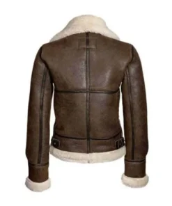 Kendra Distressed Brown Real Genuine Sheepskin Shearling Jacket