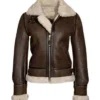 Kendra Distressed Brown Real Sheepskin Shearling Jacket