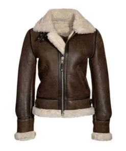Kendra Distressed Brown Real Sheepskin Shearling Jacket