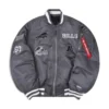 Kermit Buffalo Bills Bomber Jacket With Patches Grey
