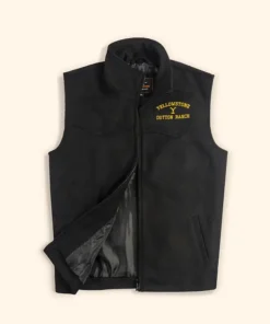 Kevin Costner Drama Series Yellowstone John Dutton Quilted Black Cotton Vest