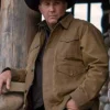 Kevin Costner TV Series Yellowstone John Dutton Faux Fur Lining Corduroy Dark Brown Jacket