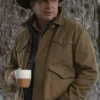 Kevin Costner TV Series Yellowstone John Dutton Faux Fur Lining Corduroy Dark Brown Jacket For Sale