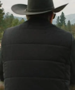 Kevin Costner TV Series Yellowstone John Dutton Mens Quilted Parachute Black Puffer Vest Jacket