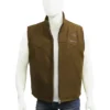Kevin Costner TV Series Yellowstone Season 3 John Dutton Mens Wool Beige Zip Up Jacket Vest