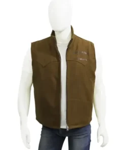 Kevin Costner TV Series Yellowstone Season 3 John Dutton Mens Wool Beige Zip Up Jacket Vest