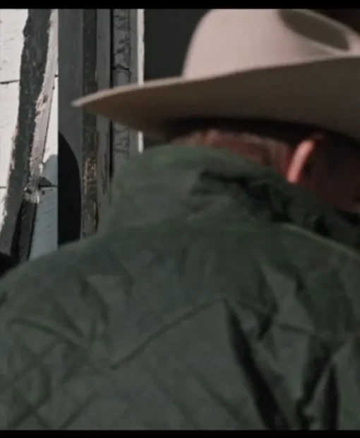 Kevin Costner Yellowstone John Dutton Season 04 Green Quilted Cotton Jacket