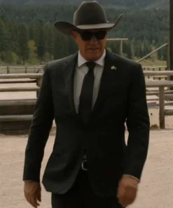 Kevin Costner Yellowstone John Dutton Season 5 All Black Blazer Coat For Sale