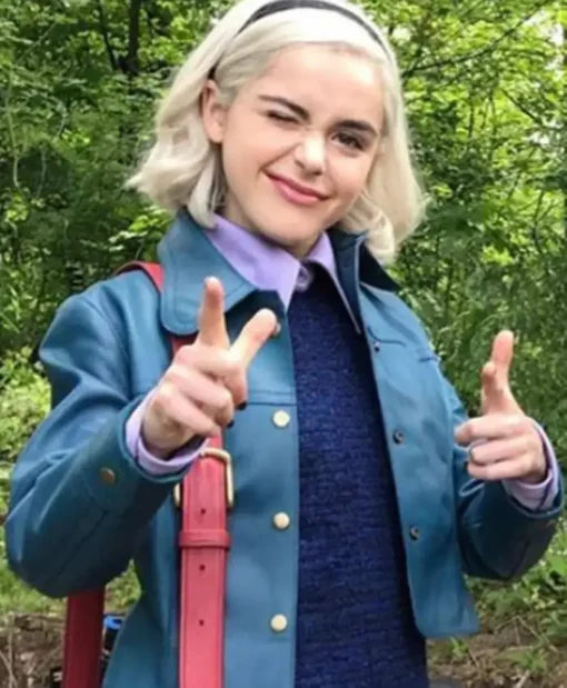 Kiernan Shipka Chilling Adventures of Sabrina S03 Blue Leather Jacket