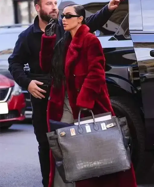 Kim Kardashian American Horror Story Red Fur Coat