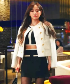 Kim Sejeong A Business Proposal Shin Ha Ri White Cropped Wool Jacket