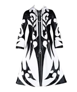 Kingdom Hearts Xemnas Long Black and White Leather Coat