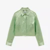 Kristal Iro Kenan Green Cropped Classic Collar Leather Jacket