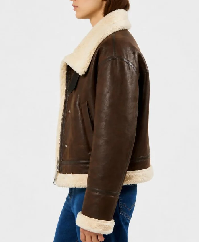 LJB Sherpa And Leather Jacket For Womens