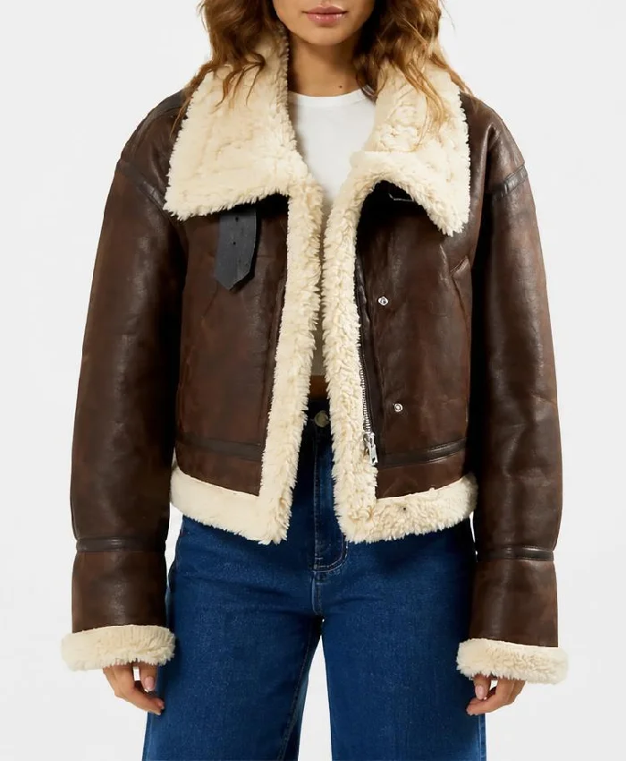 LJB Sherpa And Leather Jacket Womens