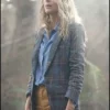 La Brea Natalie Zea Blue Wool-Blend Plaid Blazer Coat
