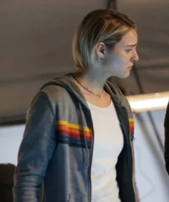 La Brea S04 Ep01 Zyra Gorecki Rainbow Stripe Zip Up Grey Hoodie