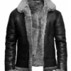 Lacey SF Aviator Sheepskin Shearling Fur Black Jacket
