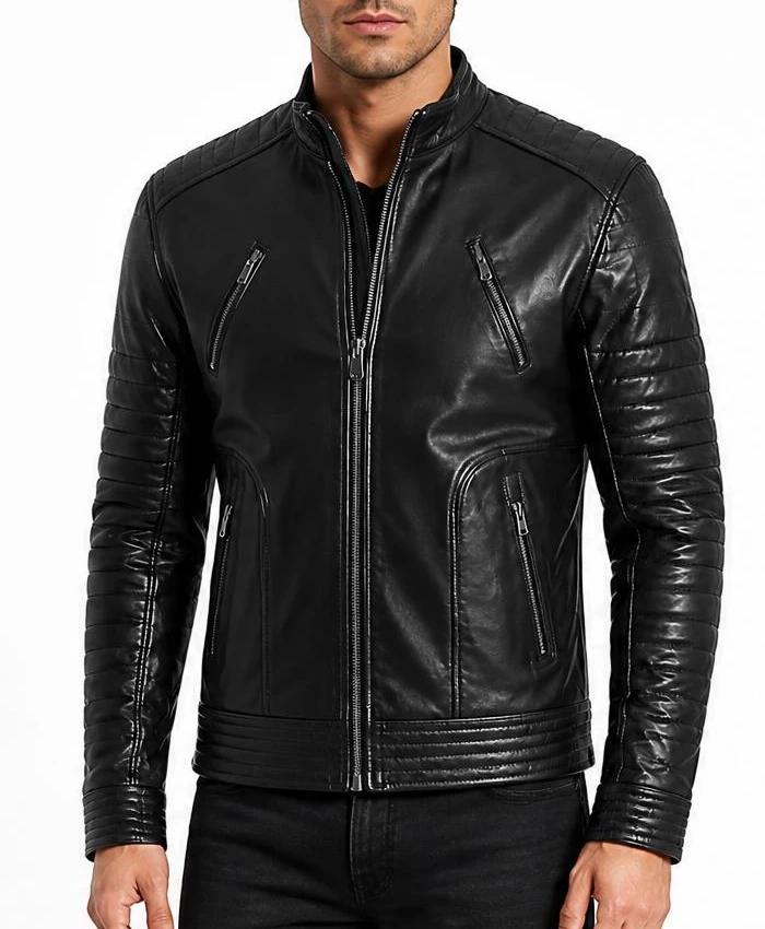 Lambskin Motorcycle Slim Fit Leather Black Jackets