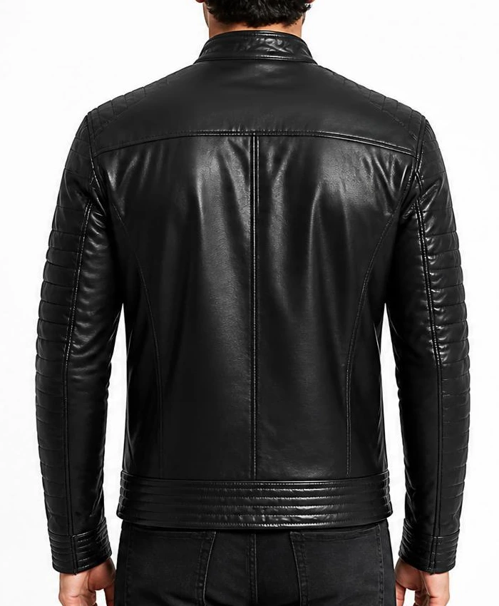 Lambskin Motorcycle Slim Fit Leather Jacket Back