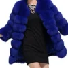 Lana Collarless Rich Blue Mink Fur Coat