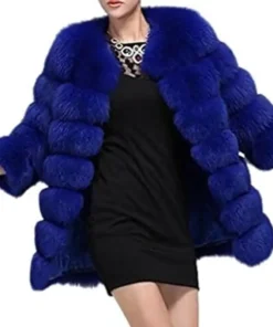 Lana Collarless Rich Blue Mink Fur Coat