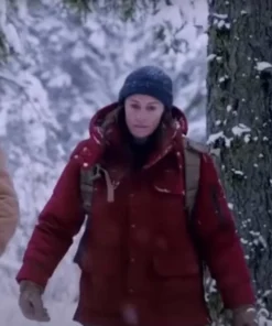 Land Robin Wright Red Hooded Wool-Blend Jacket