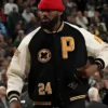 LeBron James Patta Running Team Black And White Varsity Jacket