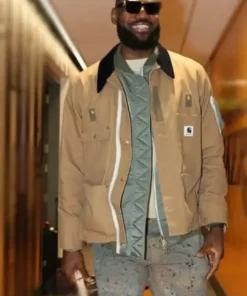 Lebron James Lakers Game Layered Beige Jacket