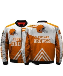 Lennox NFL Cleveland Browns Bomber White And Orange Jacket