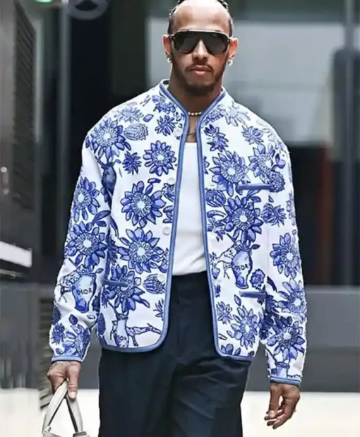 Lewis Hamilton Blue And White Floral Jacket