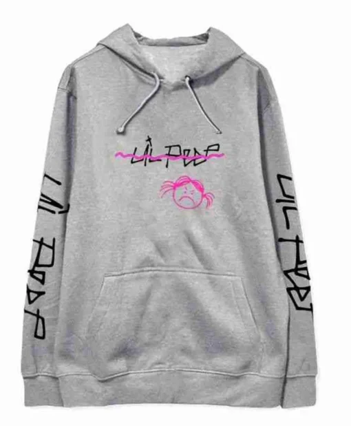 Lil Peep Angry Girl Bomber Gray Wool Hoodie
