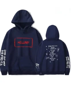 Lil Peep Hellboy Bomber Navy Blue Wool Hoodie