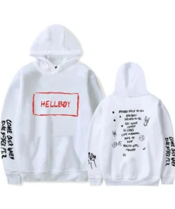 Lil Peep Hellboy Bomber White Hoodie Wool Jacket