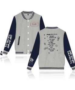 Lil Peep Hellboy Football Gray Blue Varsity Jacket