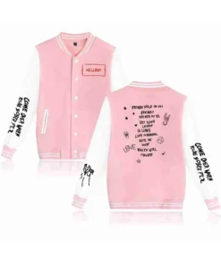 Lil Peep Hellboy High School Pink White Varsity Jacket