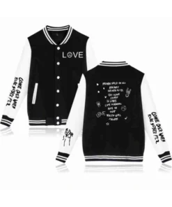 Lil Peep Hellboy Letterman Black White Varsity Jacket