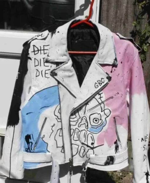 Lil Peep Never Say Die Painted White and Black Jacket