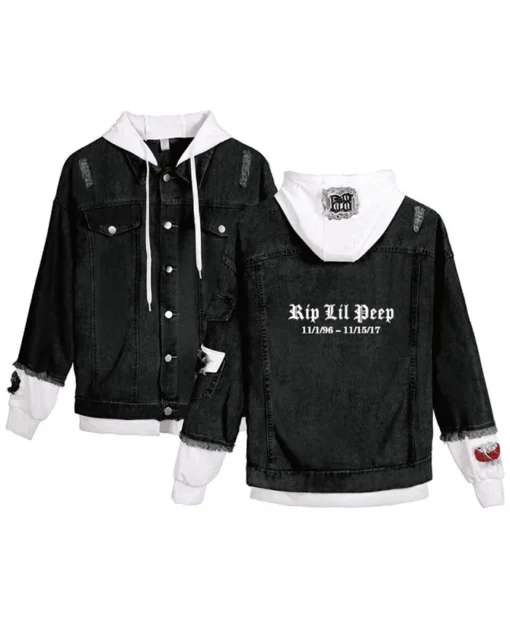 Lil Peep Rip Jean Black White Jacket