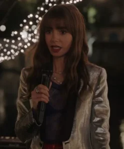 Lily Collins Emily In Paris S03 Silver Blazer