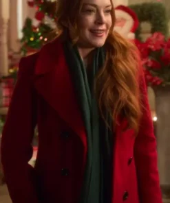 Lindsay Lohan Falling for Christmas Red Coat