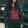 Liza Lapira The Equalizer S03 Black Cropped Leather Jacket