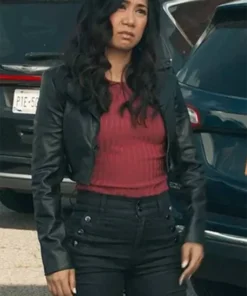 Liza Lapira The Equalizer S03 Black Cropped Leather Jacket