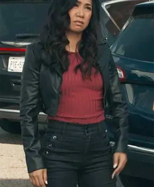 Liza Lapira The Equalizer S03 Black Cropped Leather Jacket