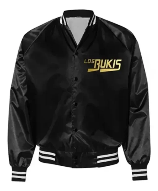 Los Bukis Black and Red Satin Varsity Satin Jacket Black