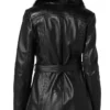 Louis Black Belted Sheepskin Shearling Leather Coat