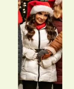Love Hard Mikaela Hoover White Polyester Puffer Jacket